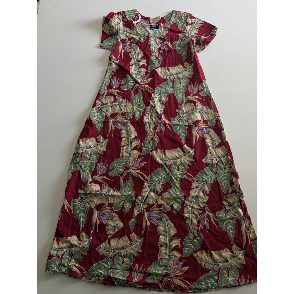 Vintage Shannon Marie Authentic Hawaiian Red Maxi Dress L/XL